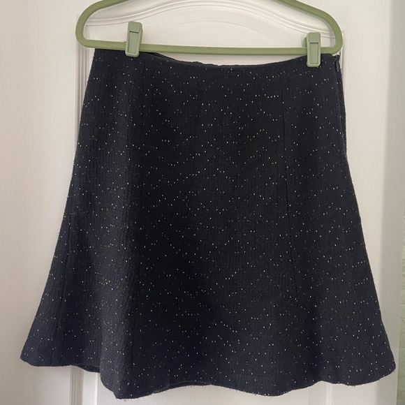 Ann Taylor Black Speckled Wool Blend A Line Skirt EUC 12P - Picture 1 of 4